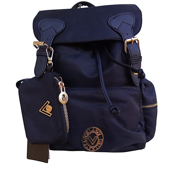 Valentino Orlandi NEW Black Vinyl & Vegan Leather Backpack & Zip Pouc… - Picture 3 of 14